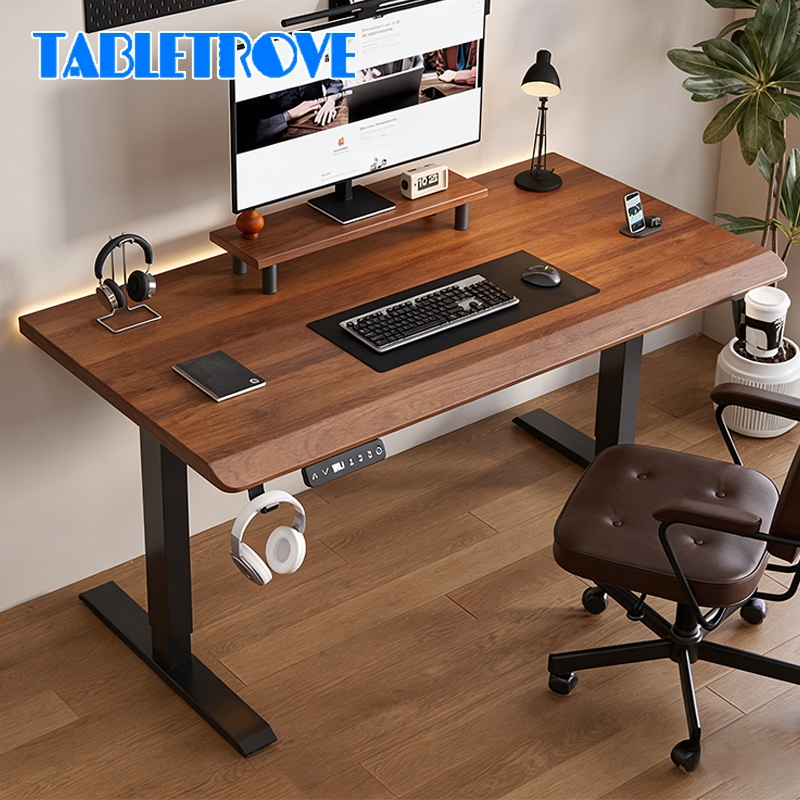TE Height-adjustable computer desk, solid wood, electric, intelligent ...