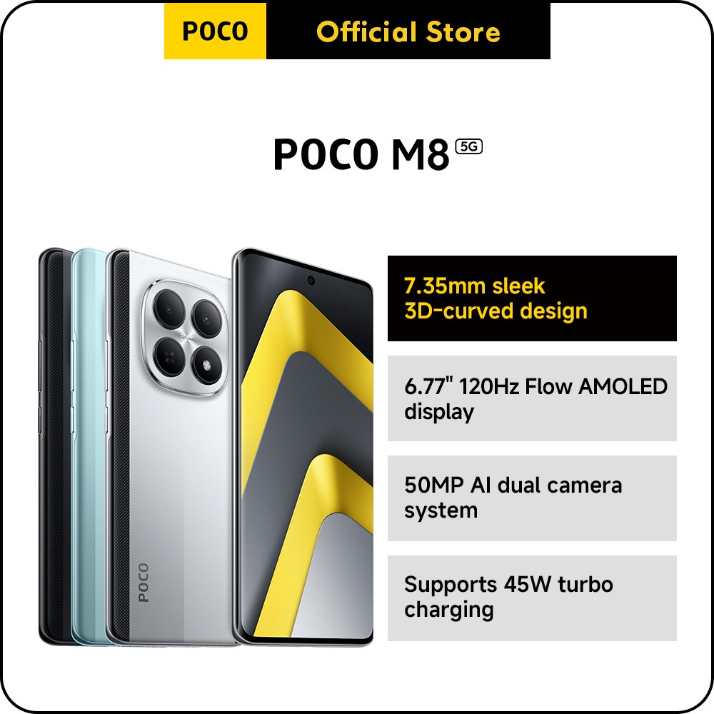 New POCO M8 5G Smartphone |8GB+256GB/8GB+512GB, 7.35mm sleek 3D