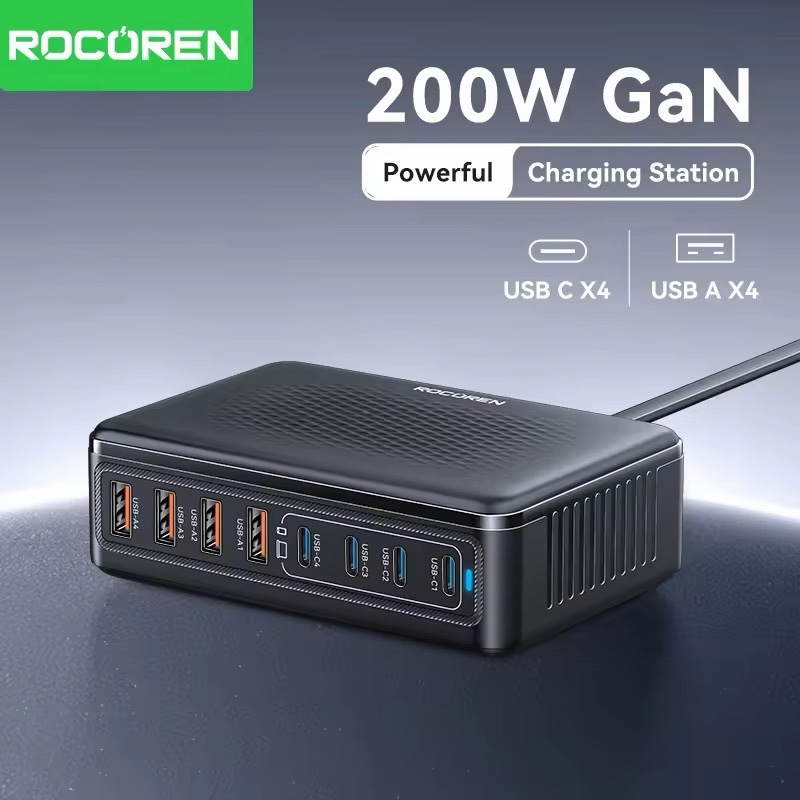 Rocoren 100W/ 200W GaN Charger Multi-Ports Universal Wall Desktop Fast ...