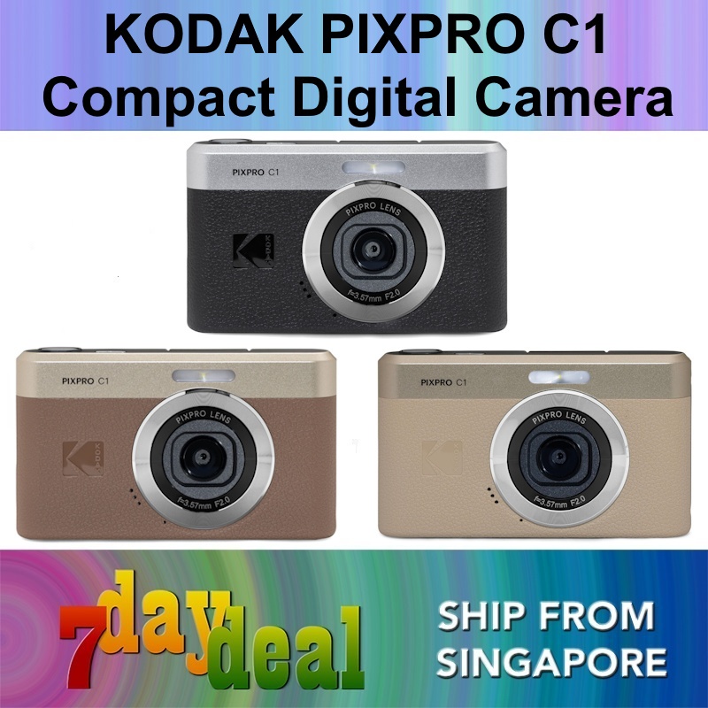 Kodak PIXPRO C1 Compact Digital Camera (Black / Brown / Tan