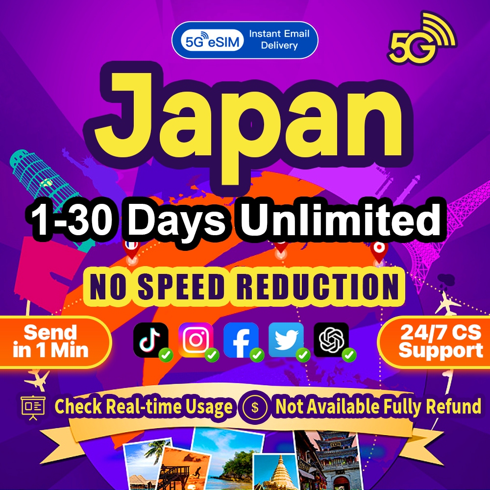 Japan eSIM 5G High Speed 130 Days 500MB15GB Unlimited data