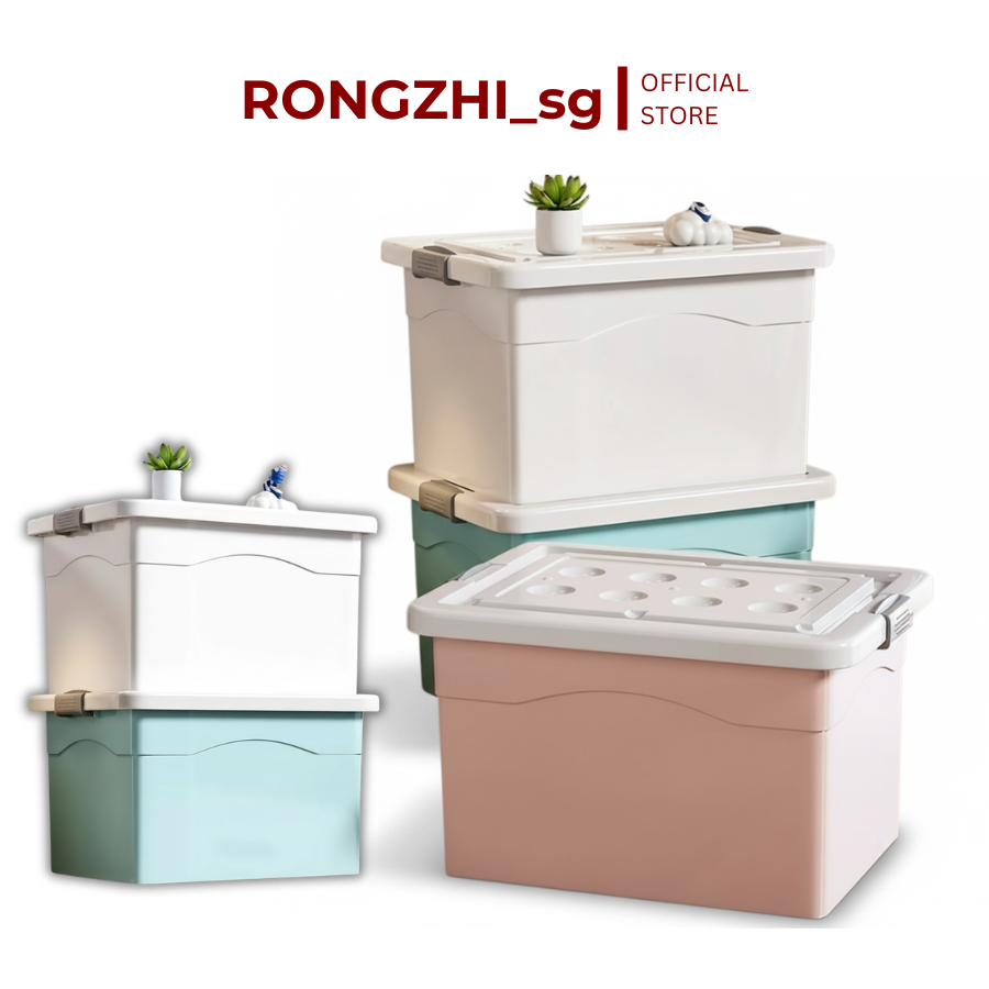 RONGZHI_sg 40L 70L 100L Household Stackable Movable Storage Box Plastic ...