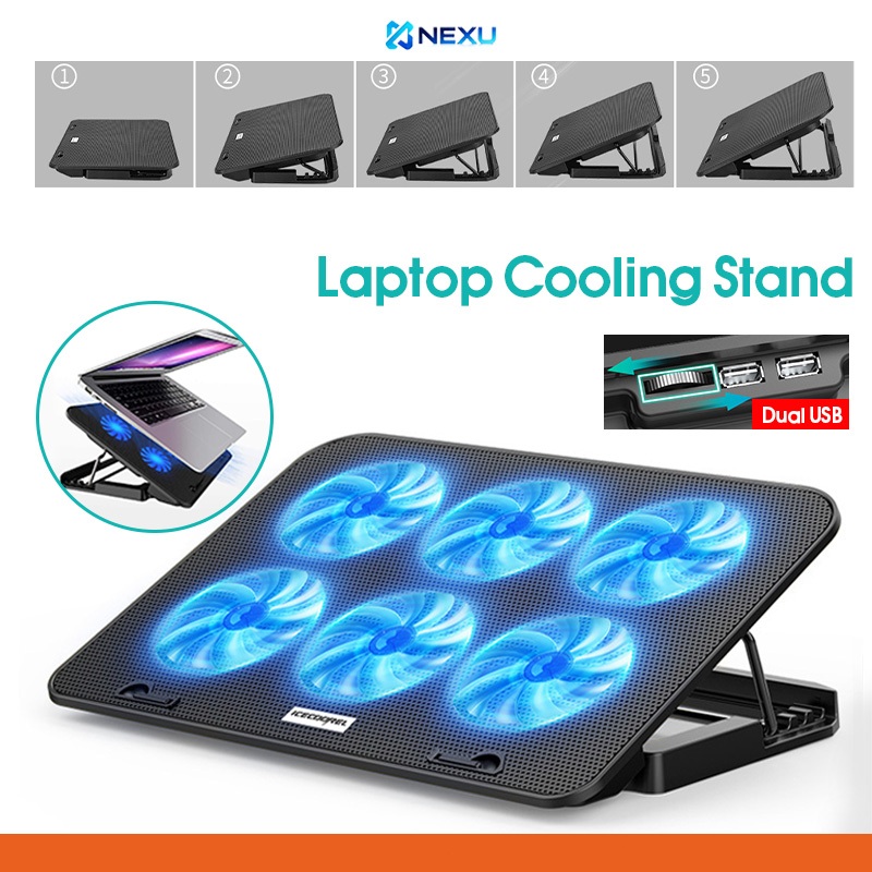 Laptop Cooler 6 Fans Notebook Laptop Cooling Pad Adjustable Height ...
