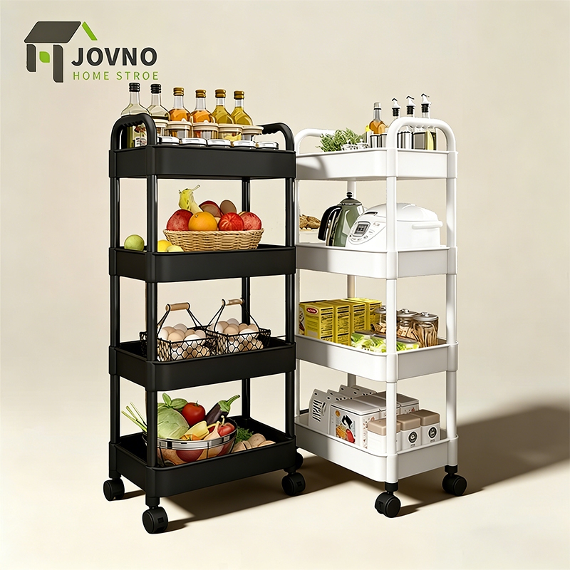 JOVNO Trolley Cart Movable Storage Rack Trolley Shelf Kitchen Organizer ...