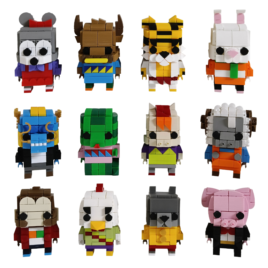 Chinese Zodiac MOC Brickheadz / Rat / Ox / Tiger / Rabbit / Dragon