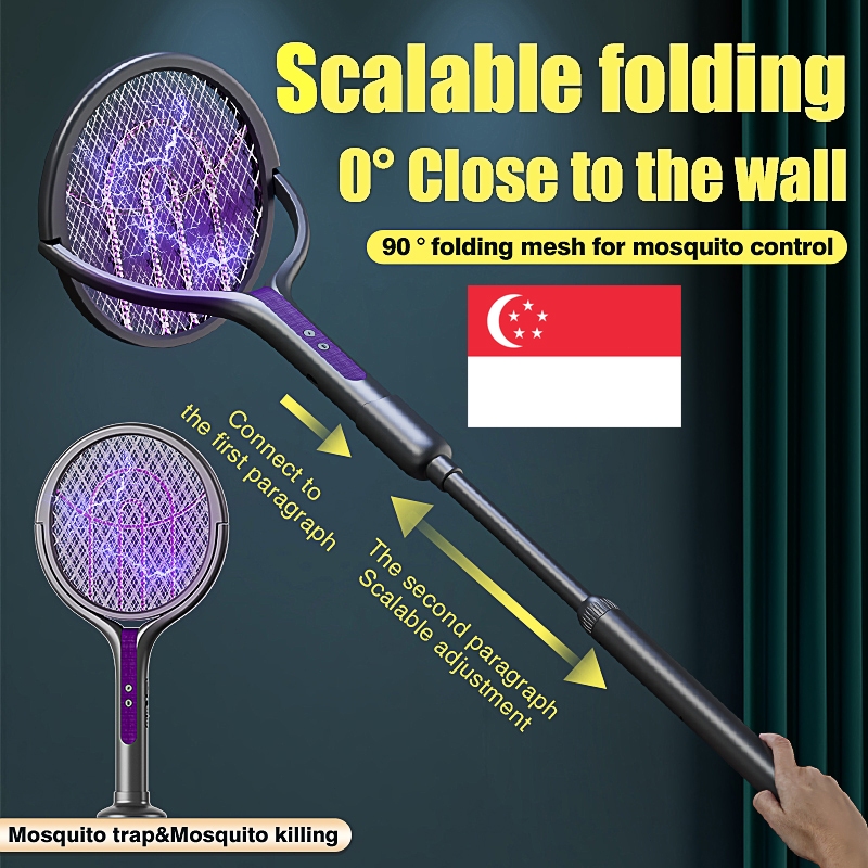 Foldable Electric Mosquito Killer Swatter Fly Racket Rotate Mosquito ...