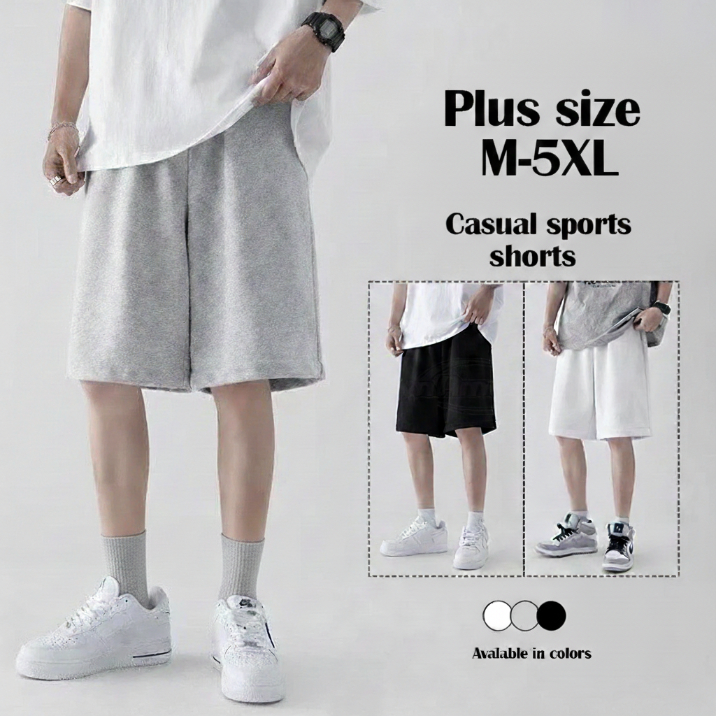 【SG Stocks 】Unisex Plus Size 100% Cotton 5-Point Shorts, Loose Fit ...