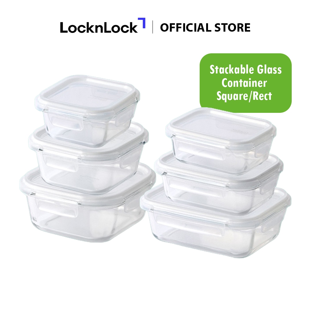 LocknLock Stackable Glass Food Container Rectangular/Square (LTG102 ...