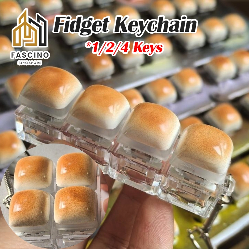 【SG】Keyboard Fidget Keychain with Light Push Button Fidget Toy Caramel ...