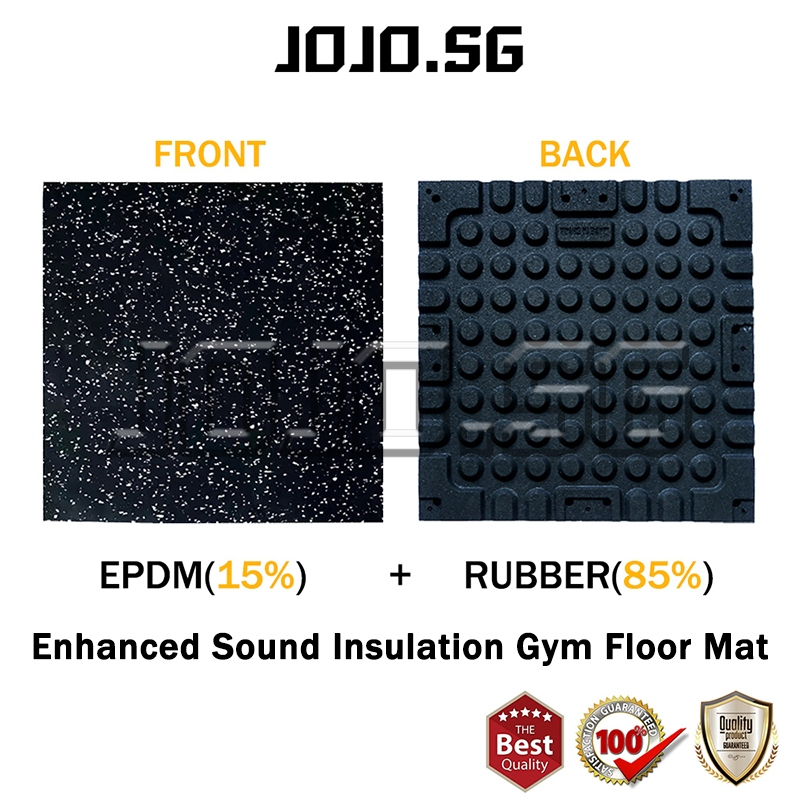 Rubber Gym Mat EPDM Top Layer With Connector 500x500x20mm Home Gym ...
