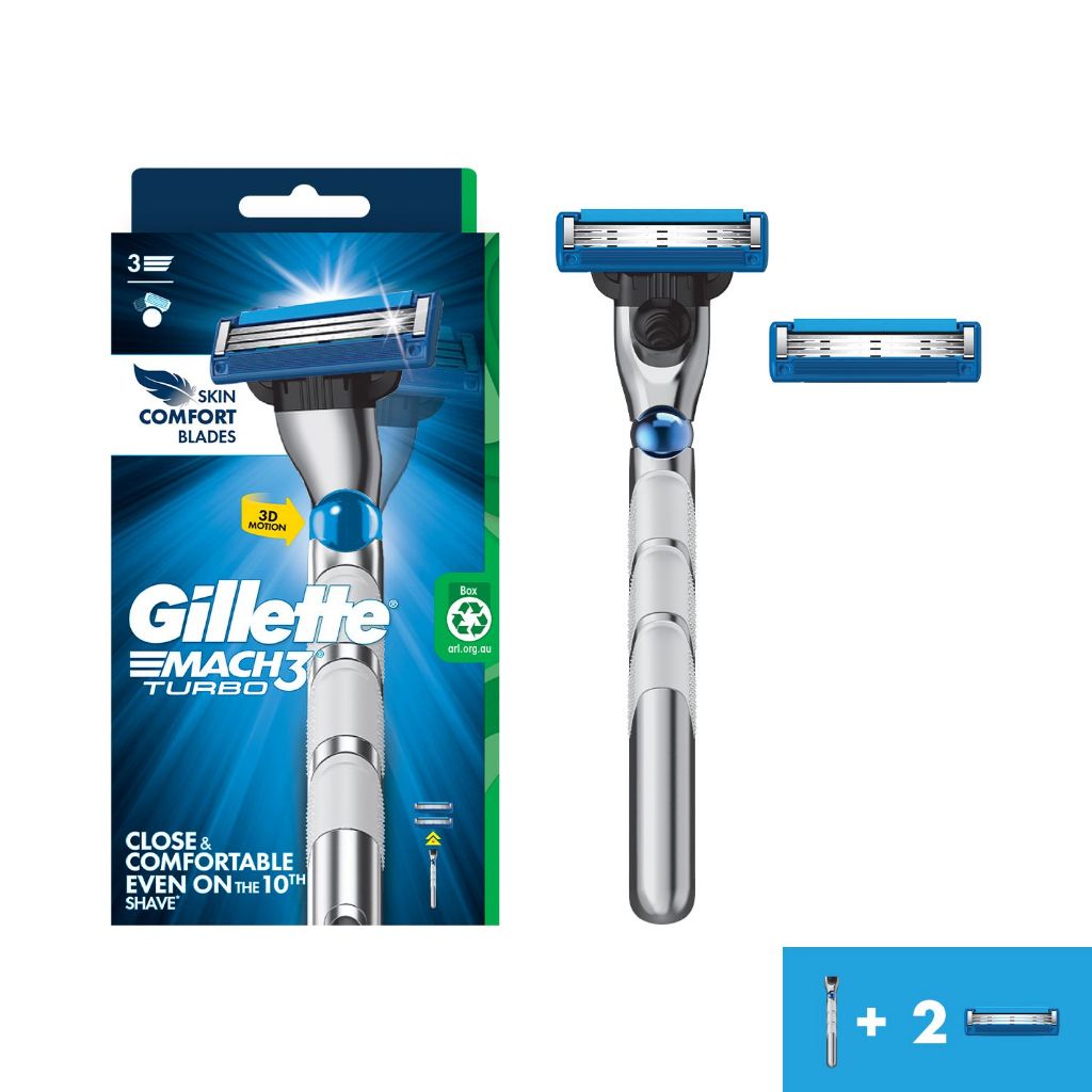 Gillette Mach3 Turbo Razor (1 handle + 2 cartridges) | Shopee Singapore