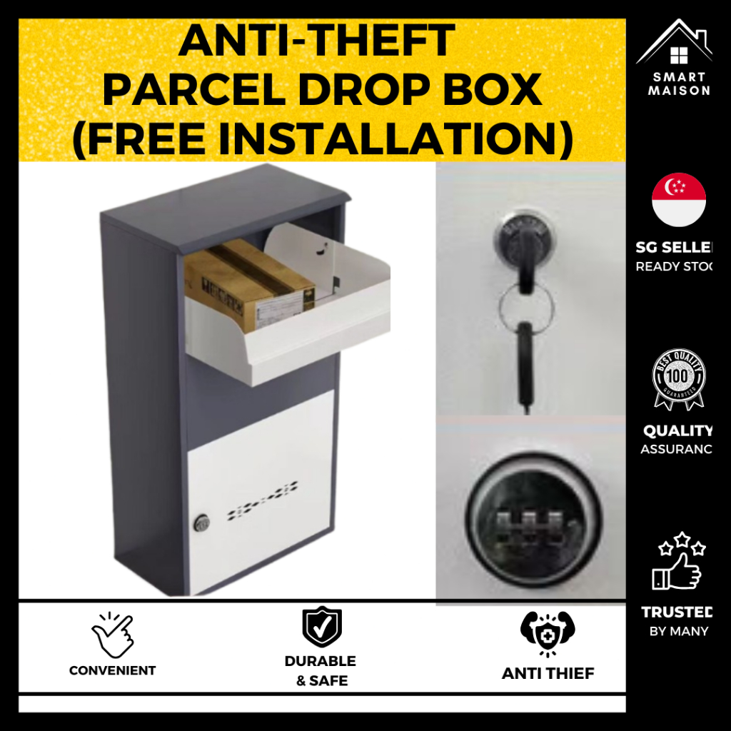 【Free Installation】ANTI-THEFT OUTDOOR PARCEL DROP BOX (Delivery Drop ...