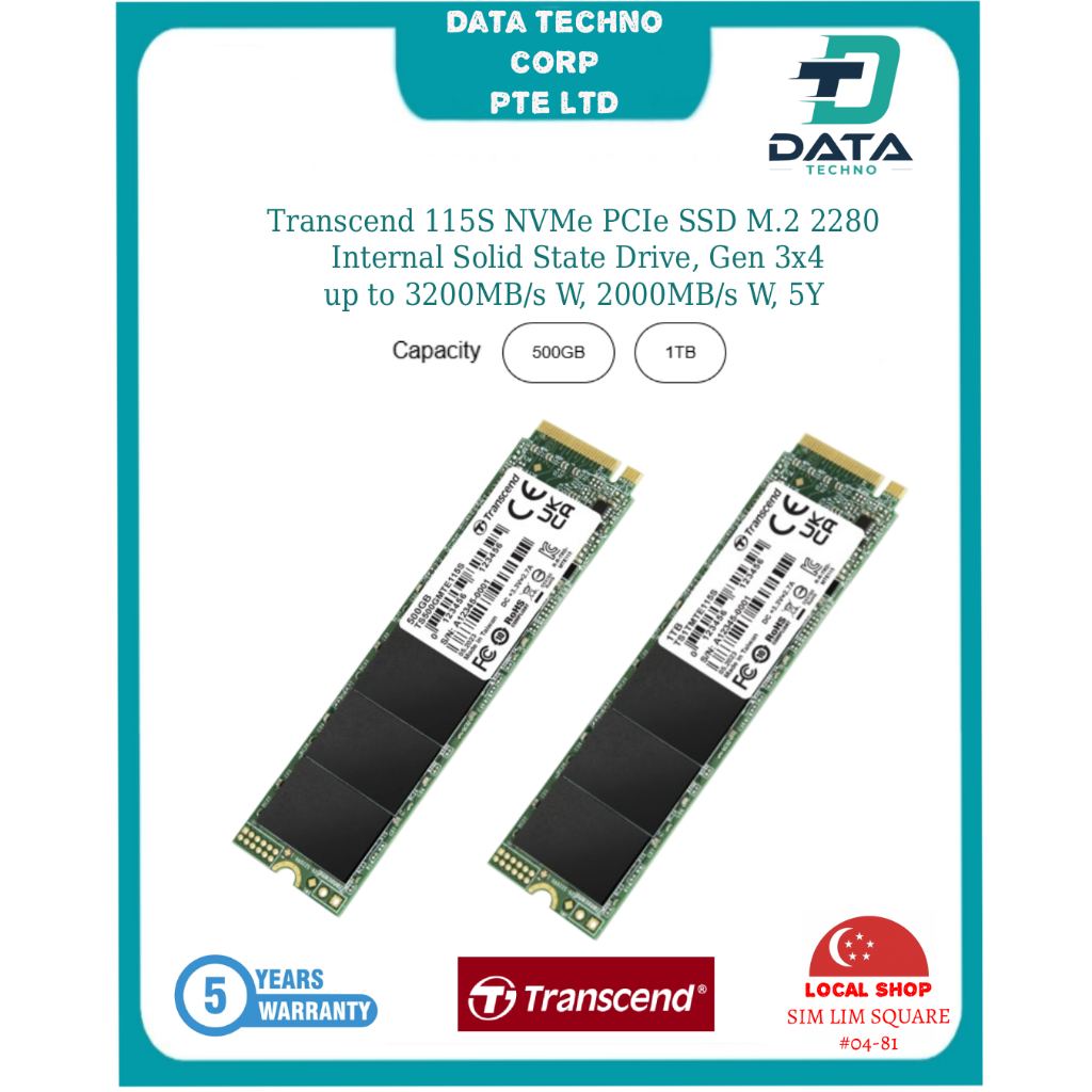 SG Local - Transcend 500GB 1TB 115S 110S NVMe M.2 2280 PCIe Gen3x4 ...