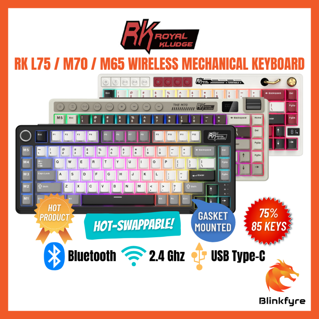 Royal Kludge RK L75 / M70 / M65 / RK84 Mechanical Keyboard - BT ...
