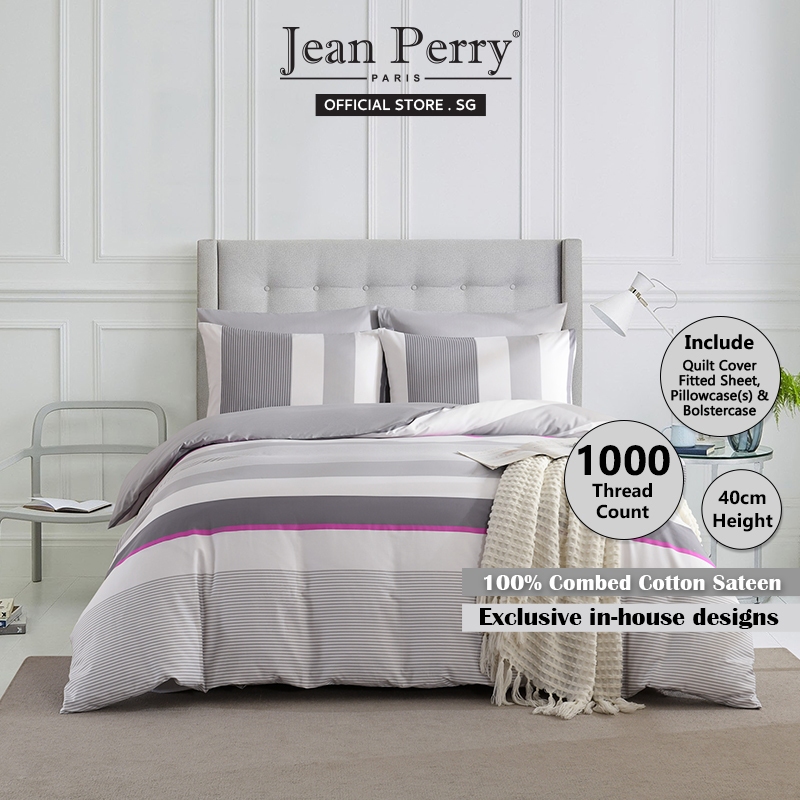 Jean Perry Luxury Hotel 1000TC Cotton Quilt Cover Set I Fitted Sheet I ...