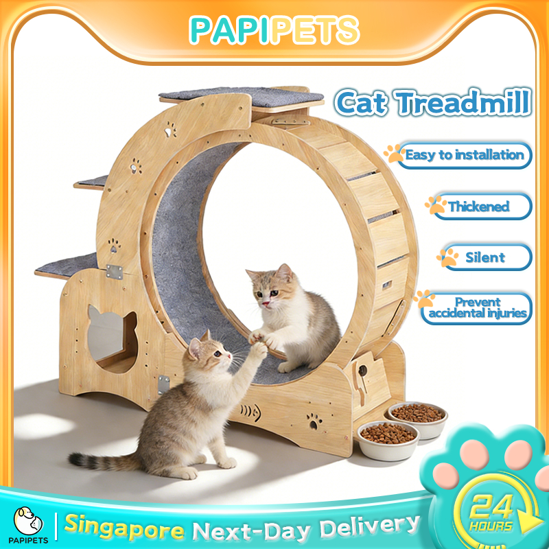 PAPI Cat Treadmill Cat Running Wheel Silent Rolling Solid Wood Climbing ...