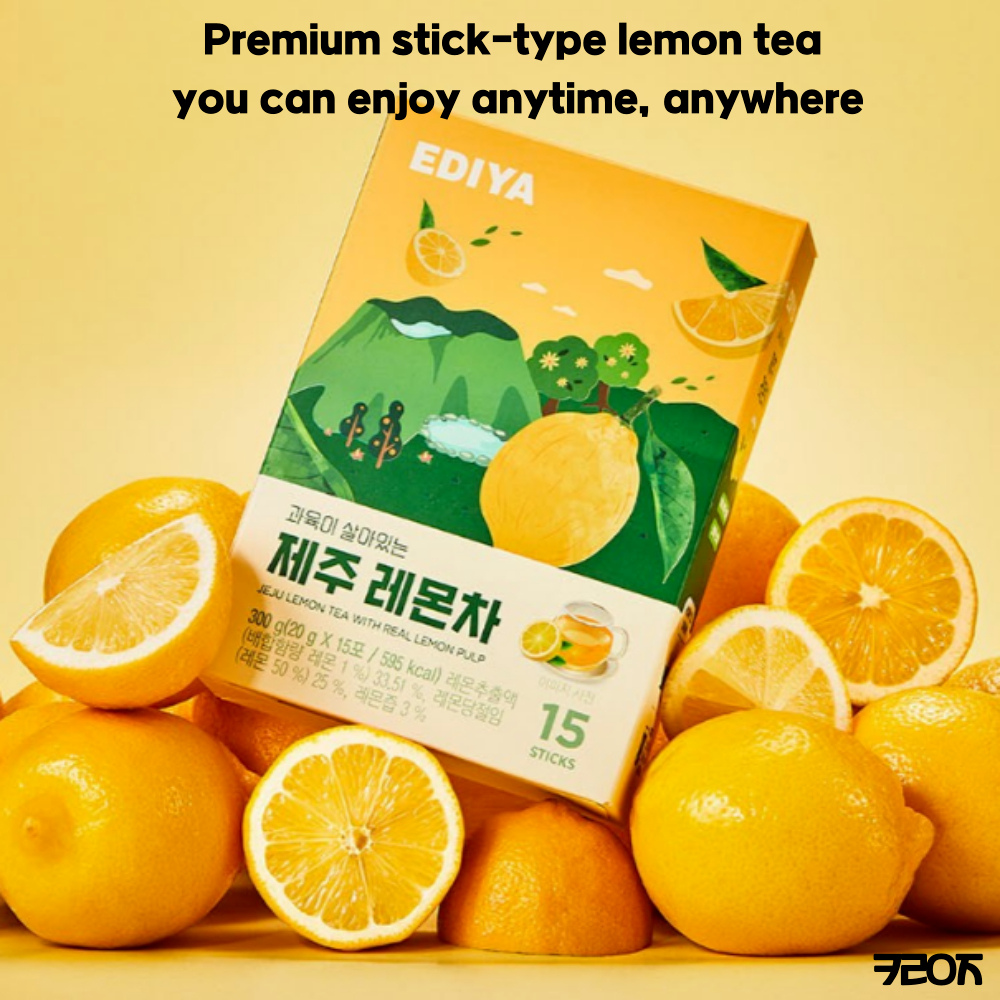 [EDIYA] 100% Korean Jeju Lemon Tea with Real Fruit Pieces (15 Sticks ...