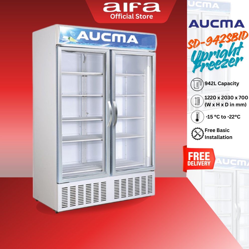 Aucma SD-942SBID Upright No Frost Ventilated Display Freezer, -15°C to ...