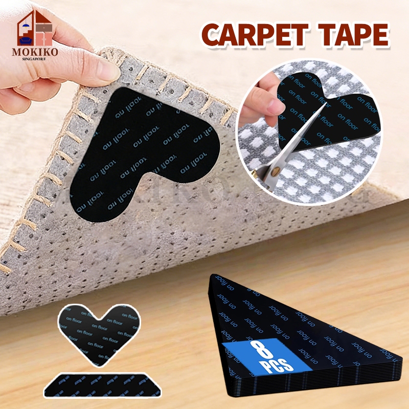 【SG】8Pcs Carpet Stopper Tape Non Slip Rug Tape Reusable Rug Pads ...