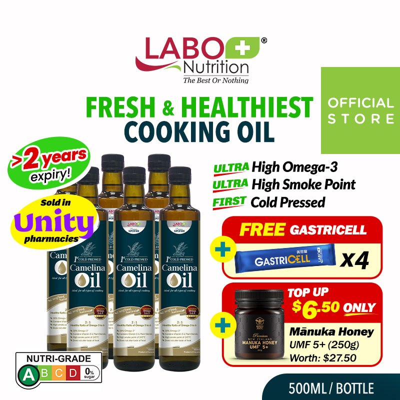 [6 Bottles] LABO Nutrition Camelina Oil Unrefined Virgin Cold Pressed ...