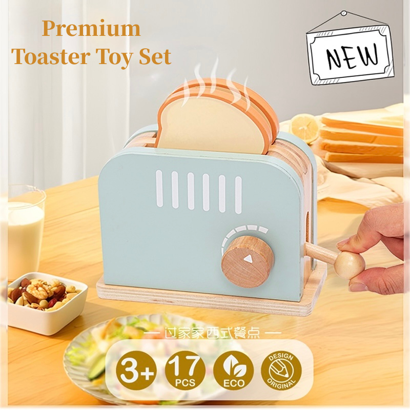 [SG Stock] Kids Wooden Toaster Set Pretend Play Kitchen Toy Bread ...