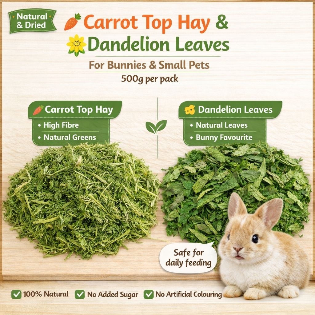 500g Premium Dried Carrot Tops, Alfalfa, Dandelion Leaves, Wheat ...