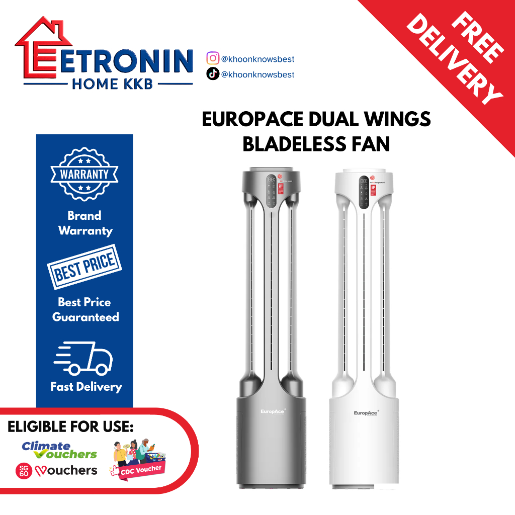 *Climate Voucher Eligible* EuropAce Dual Wings Air Purifying Bladeless ...