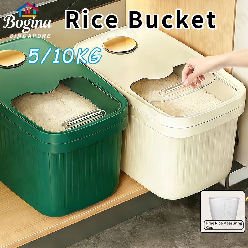 [SG] 5/10kg Rice Bucket Rice Storage Box Insect Proof Bucket Rice ...