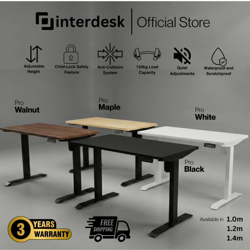 Interdesk Pro Electric Standing Desk | Dual Motor | Ergonomic Desk ...