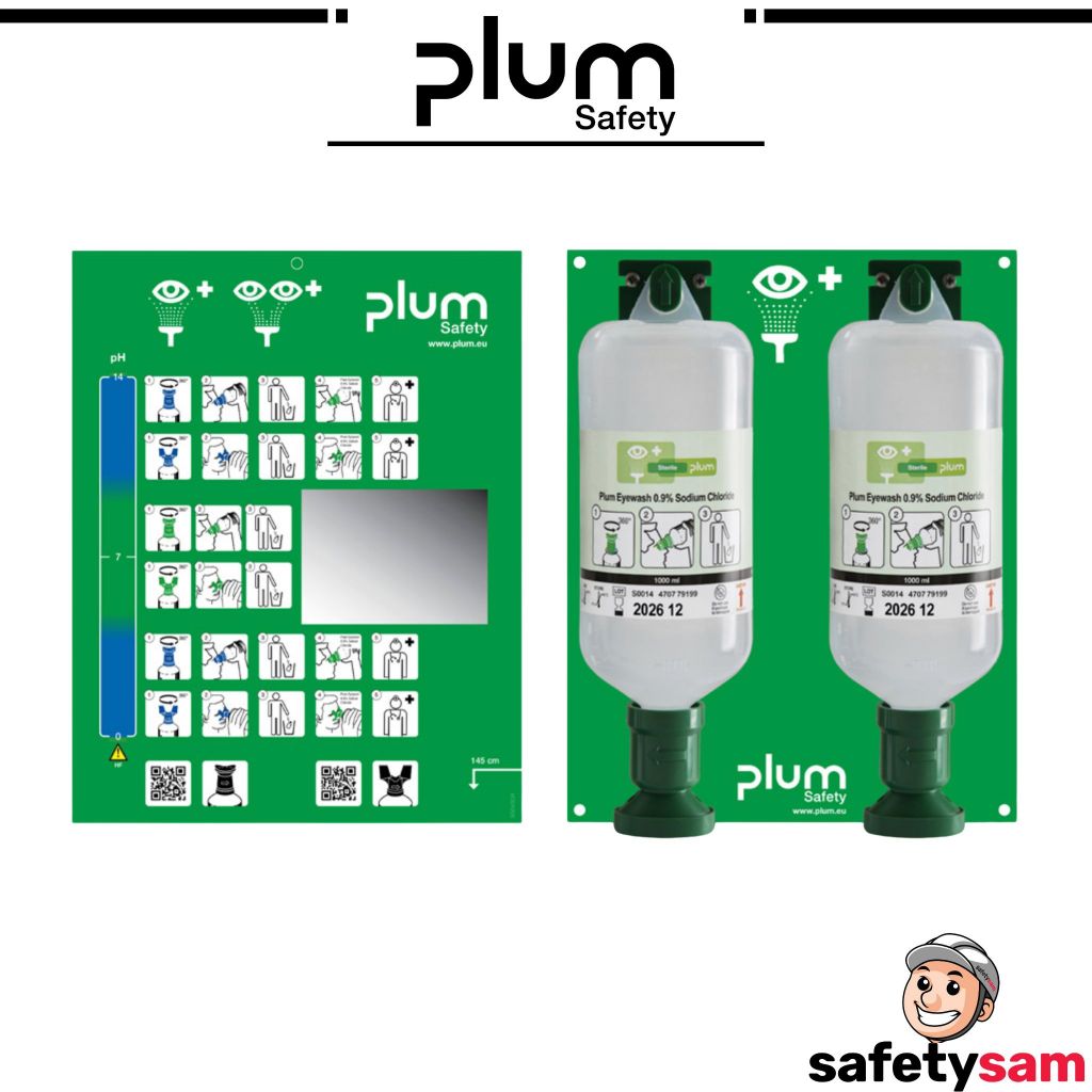 PLUM 4708 Eyewash Station Maxi Wall Mounted First Aid Eye Wash 2 x ...