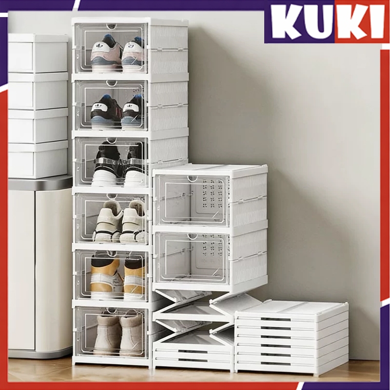 【SG】KUKI Foldable storage Box shoe rack Stackable Shoe Storage Cabinet ...