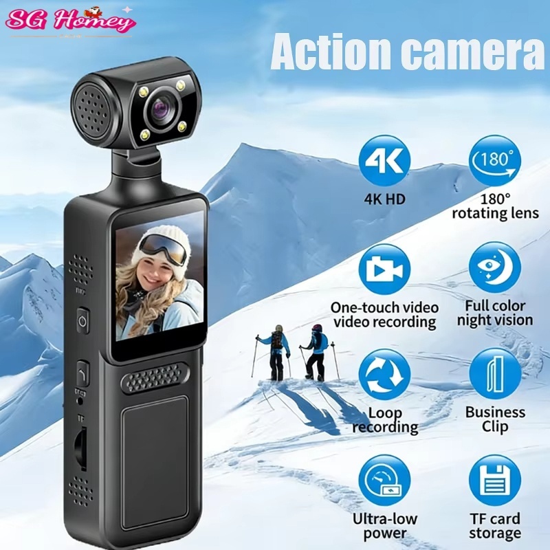 Singapore Stock 4K Action Camera Rotating Lens Vlog Recorder | Shopee ...
