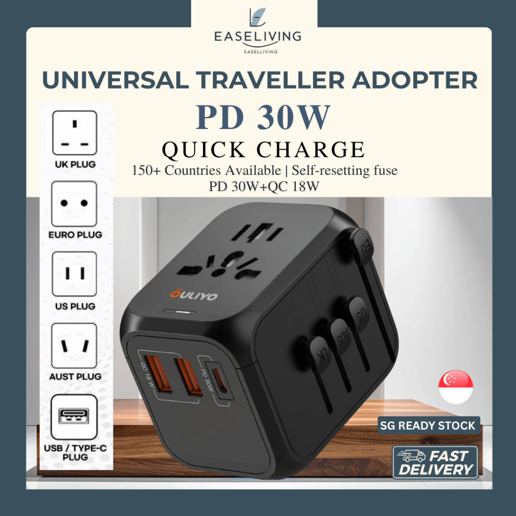 [GLOBAL ADAPTER] Universal Travel Adapter All-in-One Fast Charge Hub ...