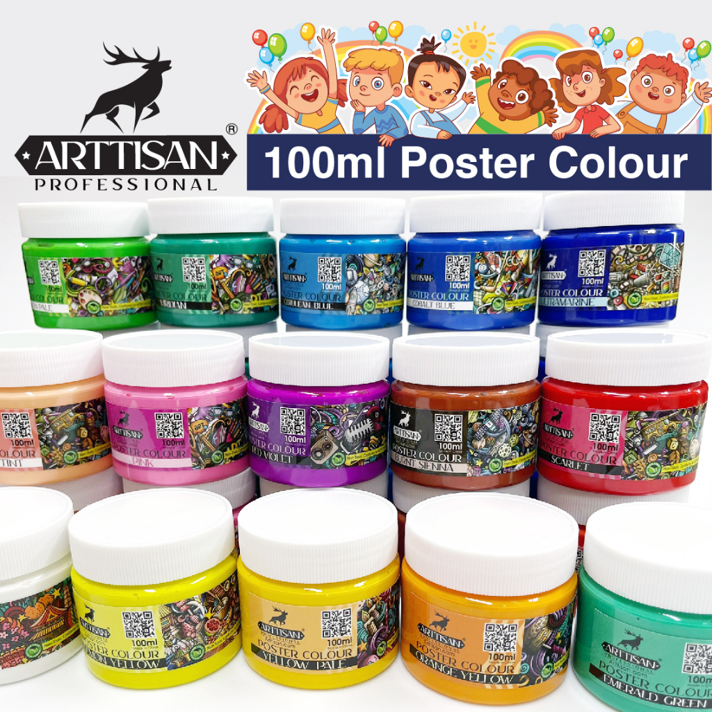 SG 100ML Poster Colour Set of 20 – Rich Gouache Paints for Vibrant Art ...