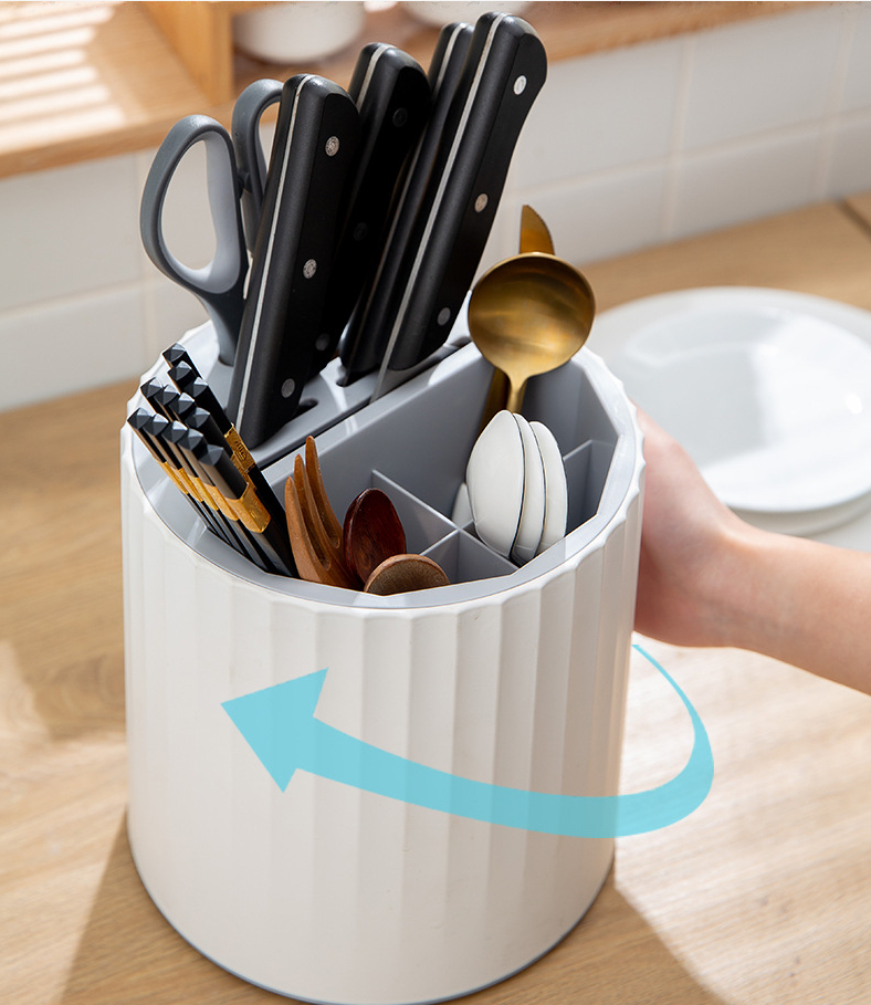 360° Rotating Kitchen Knives Holder Multi-Functional Knife Stand Fork ...
