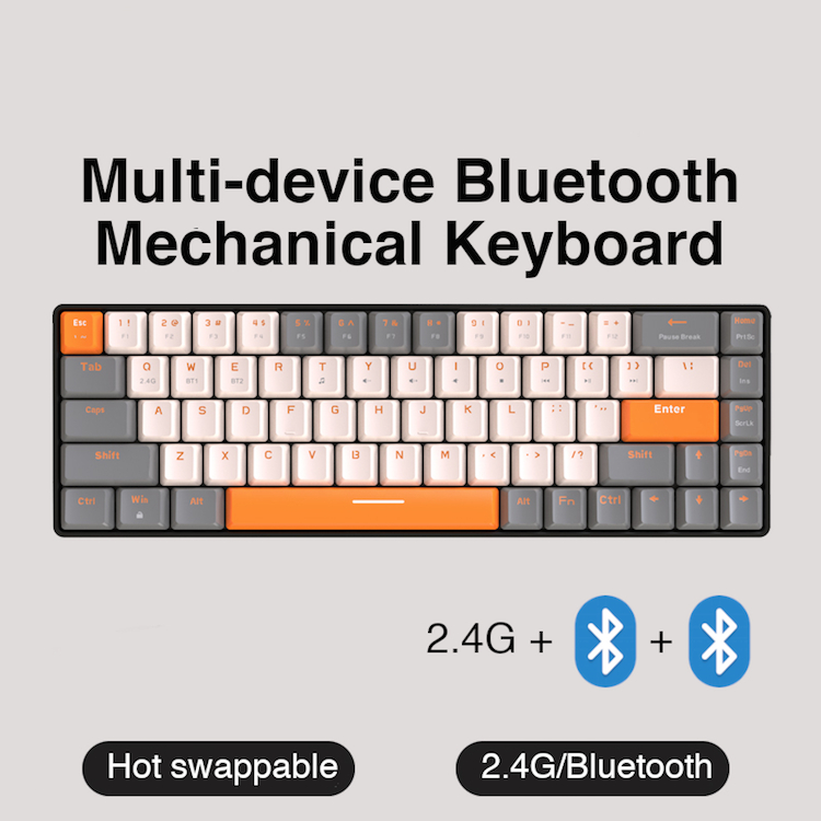 Wireless Mechanical Keyboard, Hot Swappable, Bluetooth 5.0/2.4GHz with ...