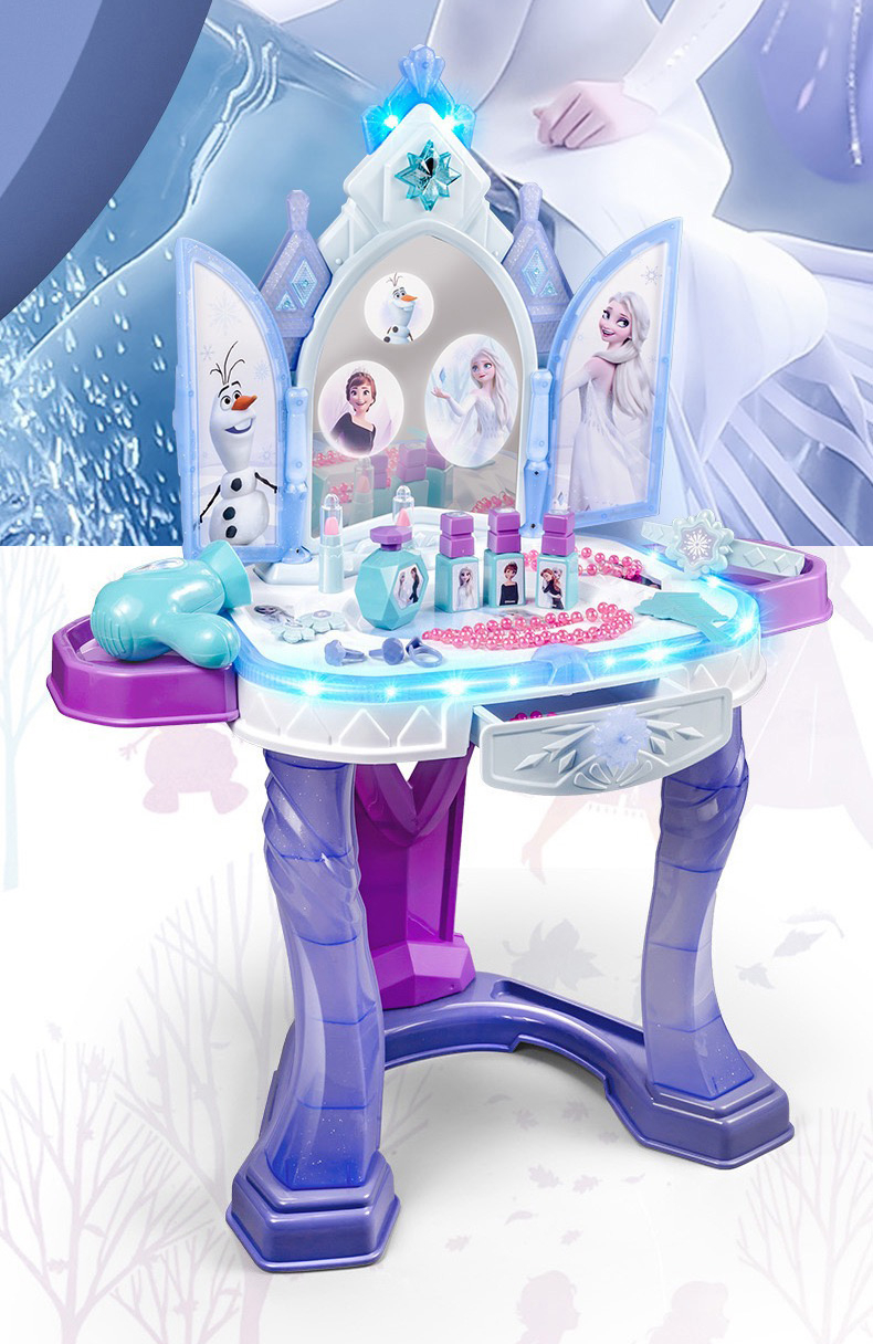 SG Stock Frozen Elsa Kid Large Size Dressing Table Set with Magic Mirror Princess Makeup Dresser Table Toy Pretend Play Shopee Singapore