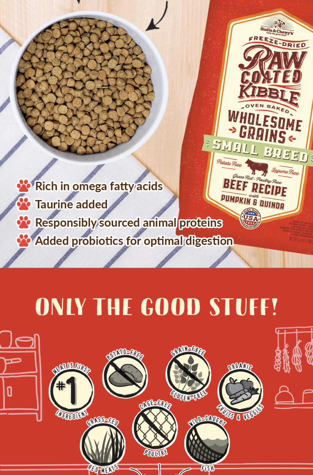 Stella & Chewy's Raw Coated Oven-Baked Dog Kibble - Freeze-Dried ... - Great Grain Free Baked Kibble For Small Breed Dogs With Eggs