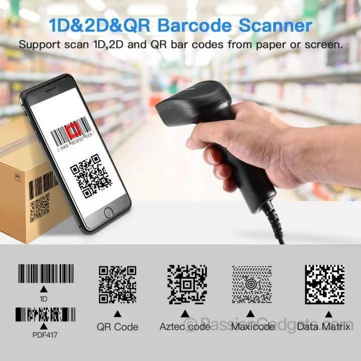 Symcode 1D/2D/QR Barcode Wired/2.4GHz Wireless Scanner Handheld Laser ...