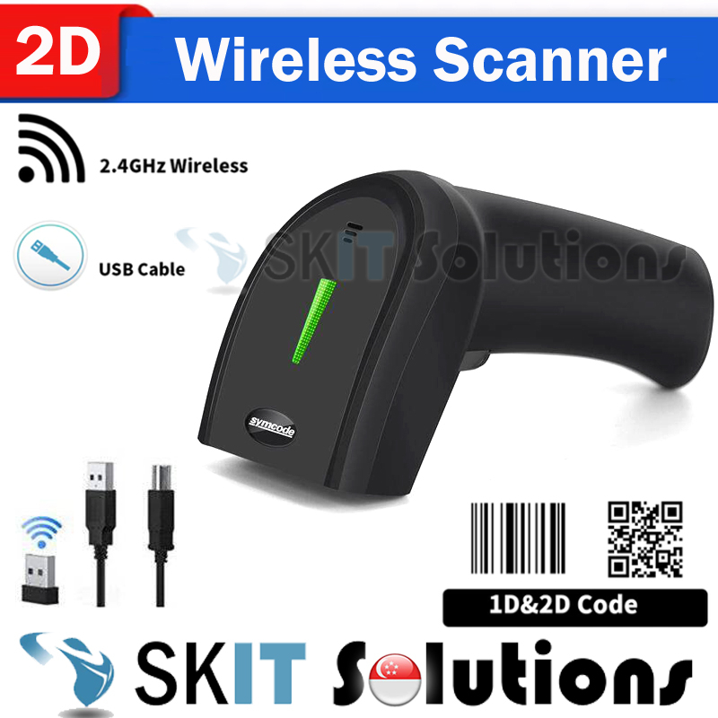 Symcode 1D/2D/QR Barcode Wired/2.4GHz Wireless Scanner Handheld Laser ...