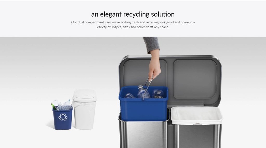 simplehuman 58L Dual Compartment Rectangular Step Trash Bin | Shopee ...