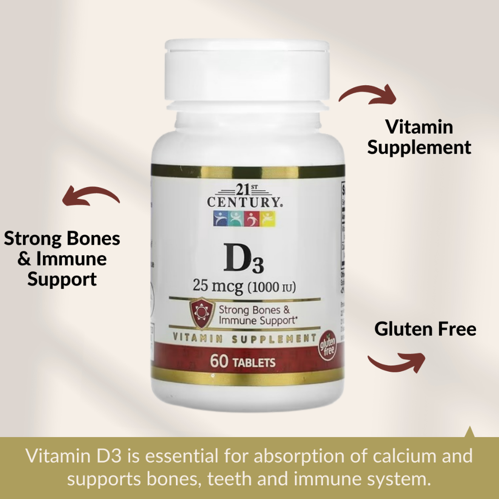 21st Century, Vitamin D3, Bone Supplement, Immune Booster, Calcium ...