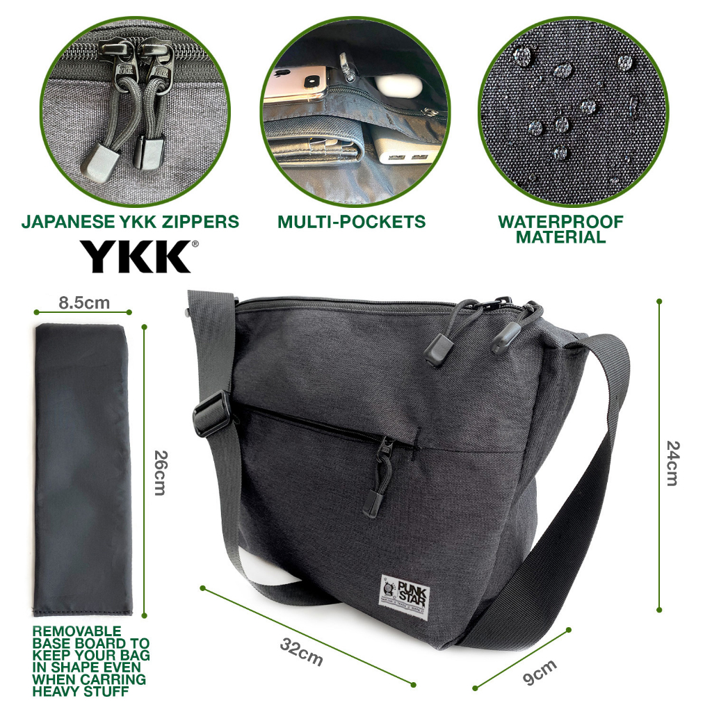 PUNKSTAR Waterproof Lightweight Multi Pockets Sling Messenger Cross ...