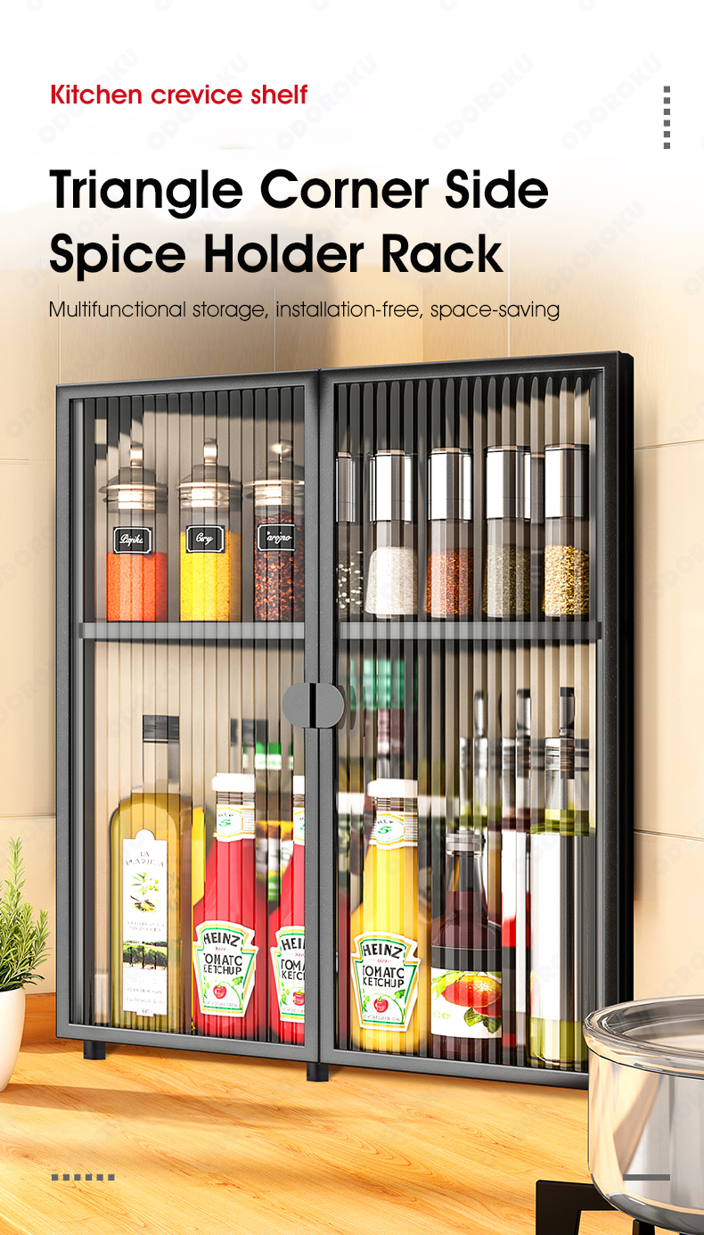 ODOROKU 2/3 Tier Kitchen Spice Rack Standing Rack Triangle Bathroom ...