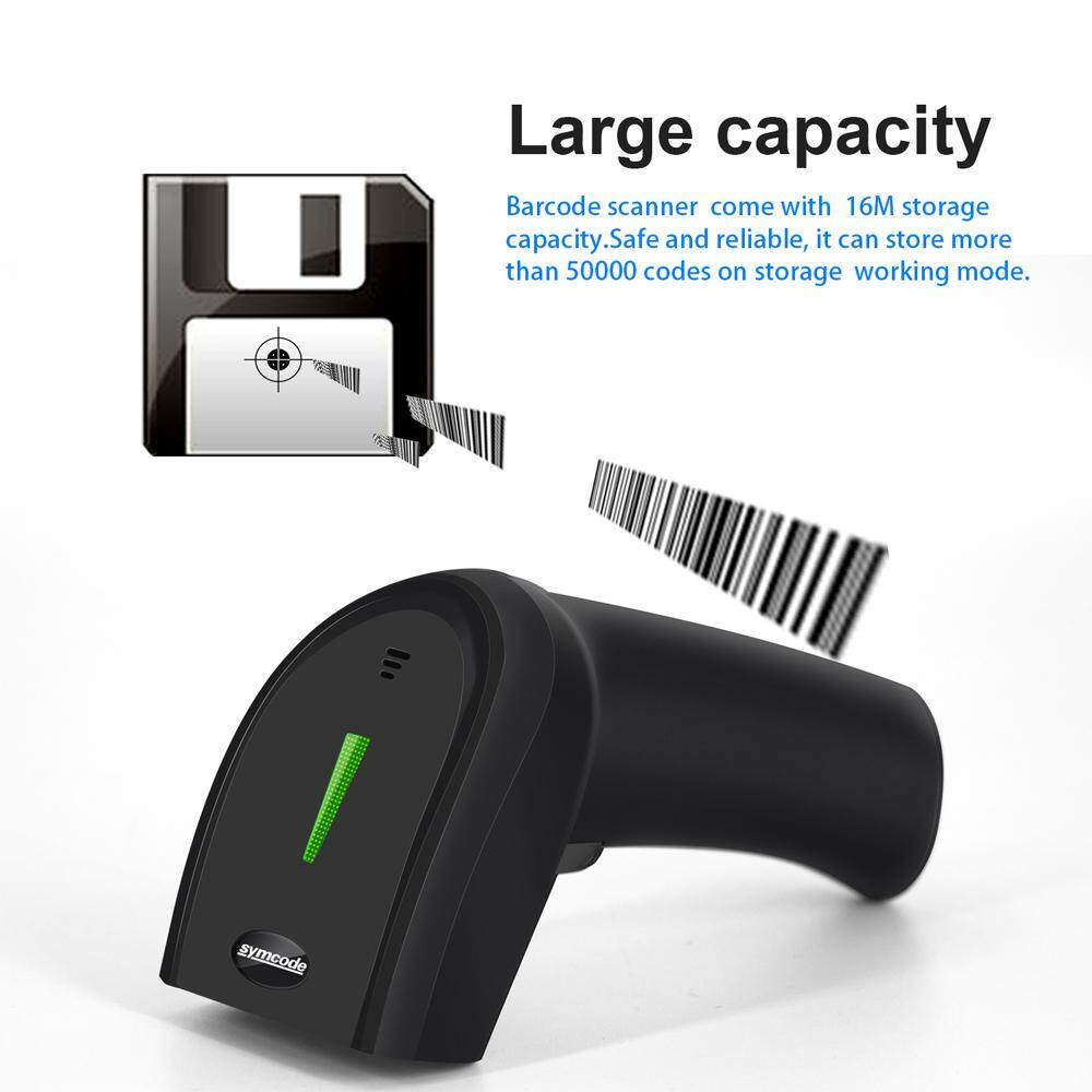Symcode 1D/2D/QR Barcode Wired/2.4GHz Wireless Scanner Handheld Laser ...