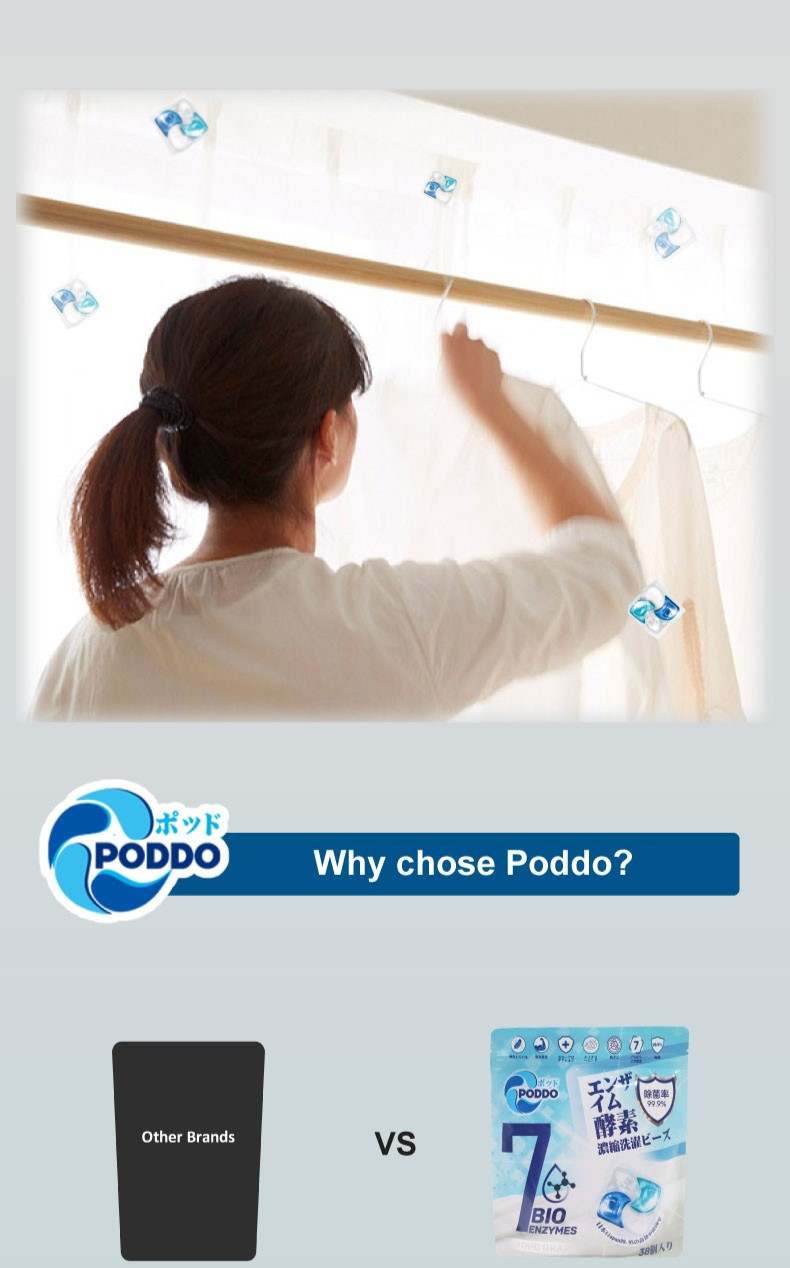 Poddo 7 Active Functions Extra Power Bio Enzyme Laundry Capsules Refill ...