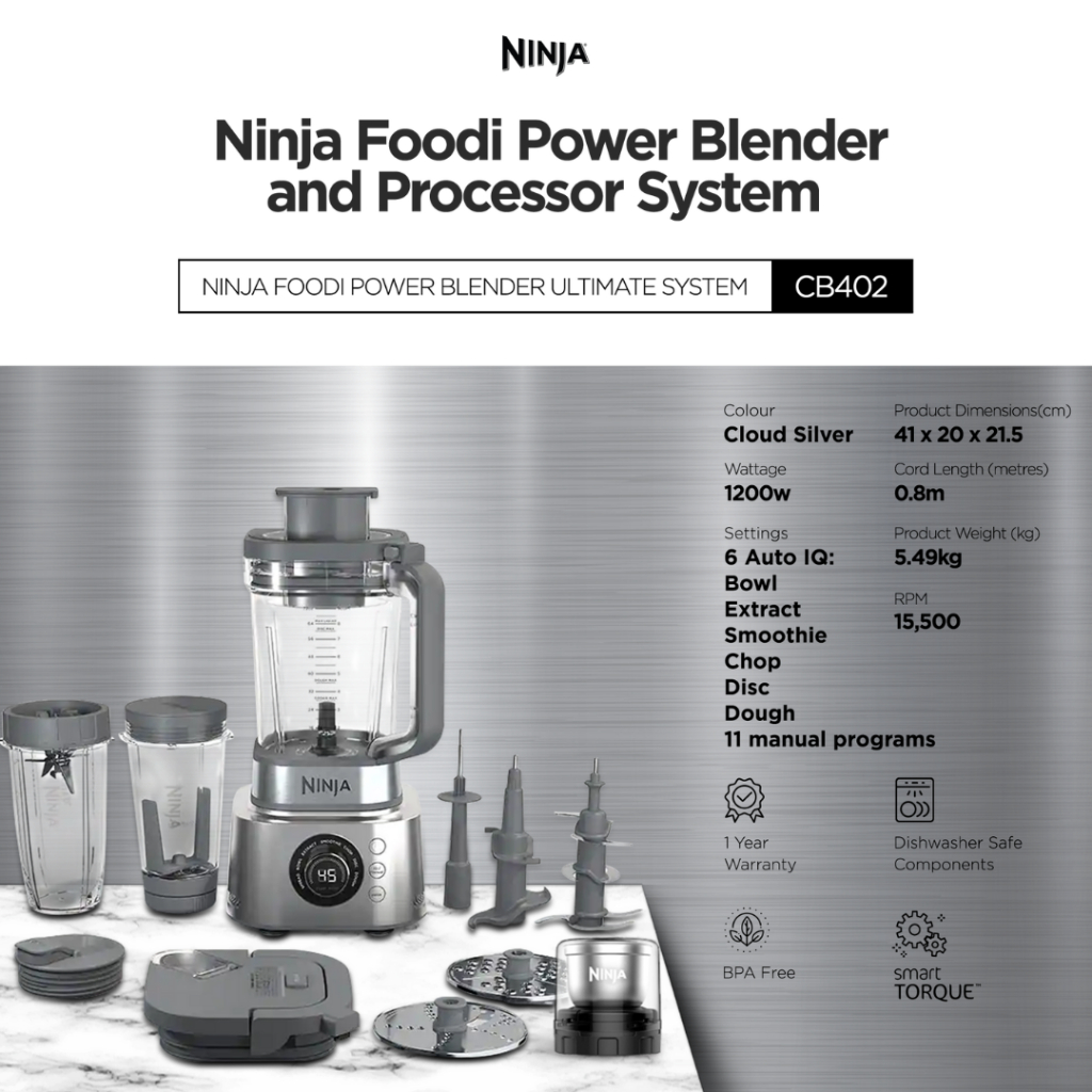 Ninja Foodi Power Blender Kitchen Processor 1200w Auto IQ Food Smoothie  Blender