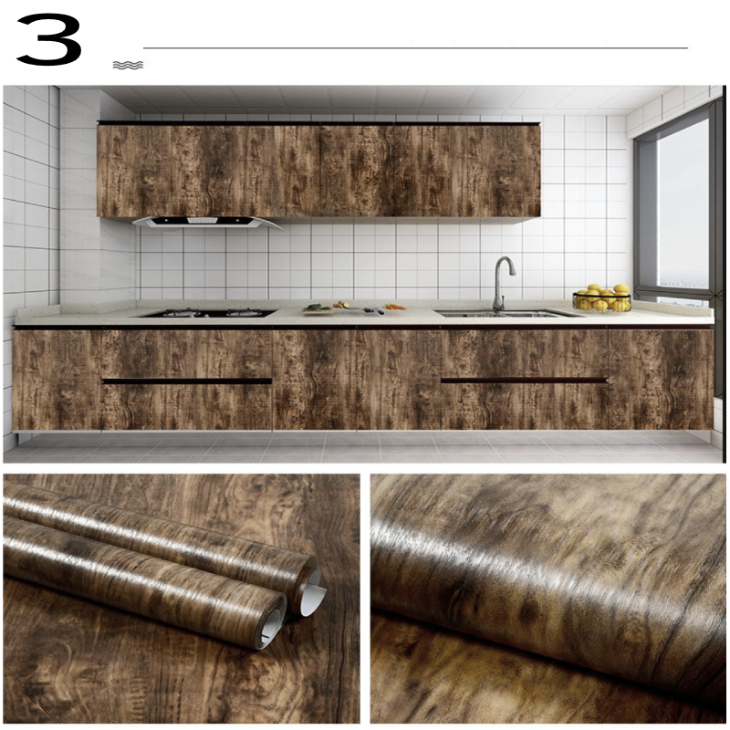 Self-Adhesive Wallpaper Wood Grain PVC Tabletop Renovation Stickers ...