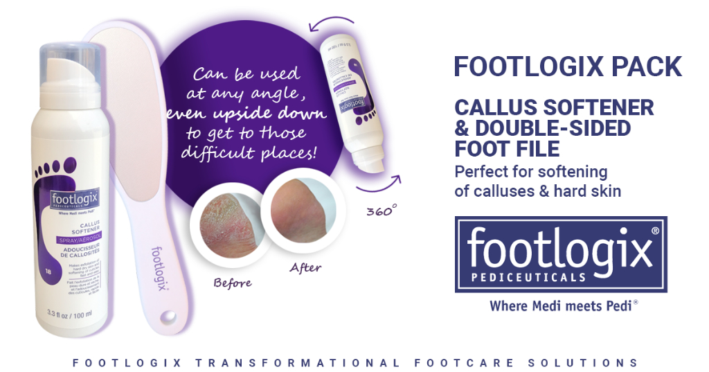 Foot Care Callus Softener - Footlogix Callus Softener Spray & Double Sided  Foot File Set for Dry, Rough, Cracked Heel - Feet Exfoliator & Scrubber for