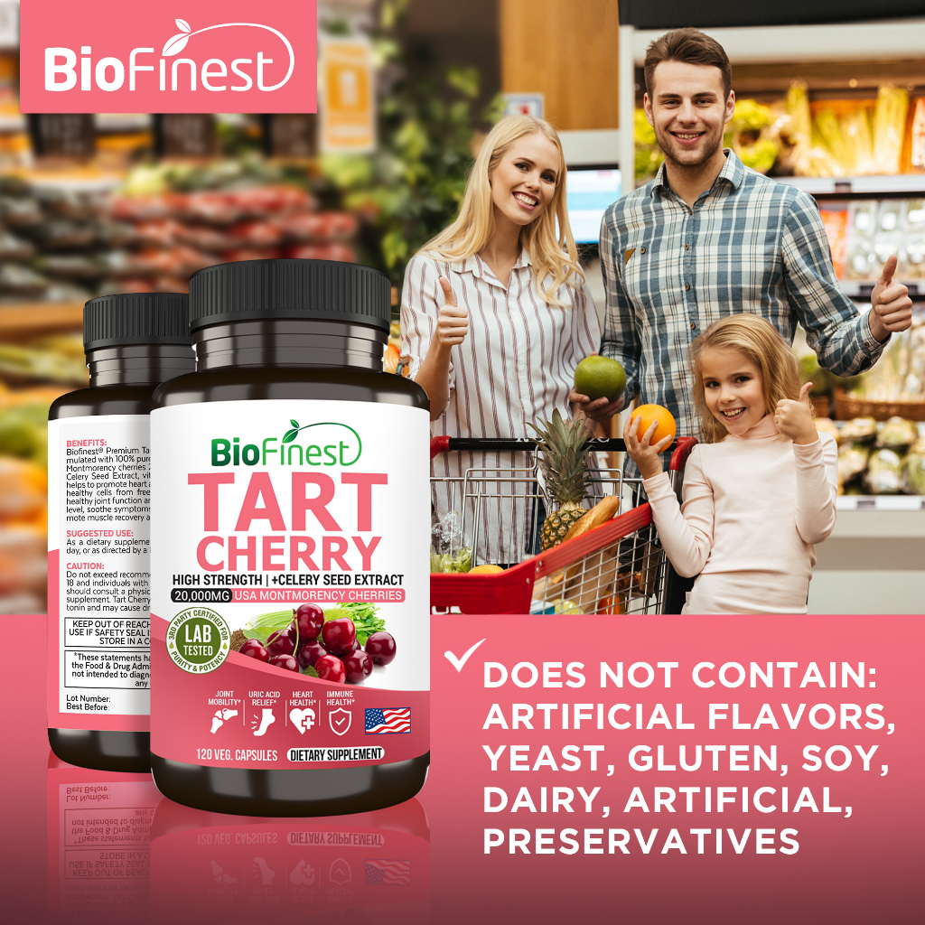 Biofinest Tart Cherry 20000mg Extract Supplement - Celery Seed Vitamin ...